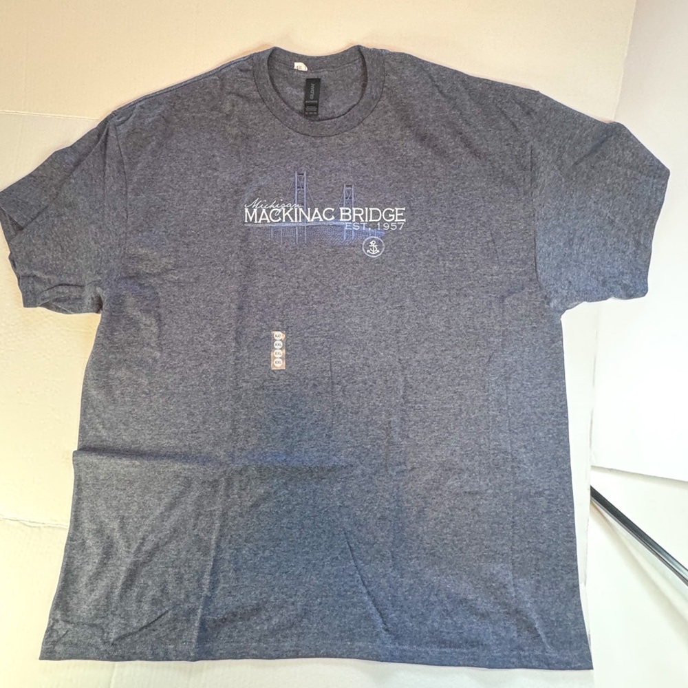 Michigan Mackinac Bridge Graphic Tee 2XL Heather Gray Travel Shirt - Picture 3 of 8